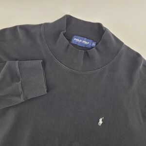 Polo Golf Ralph Lauren XL Mock Neck Long Sleeve Shirt Black 100% Cotton